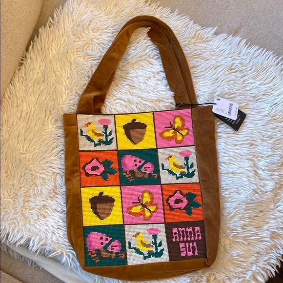 Anna Sui Brown Floral Patchwork Tote Bag - Picture 2 of 7